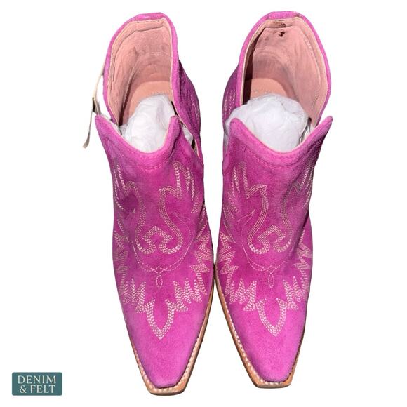 NEW Ariat Dixon Pink Suede Western Bootie Rodeo Festival Cowgirl Size 7 B Bold - Picture 11 of 16
